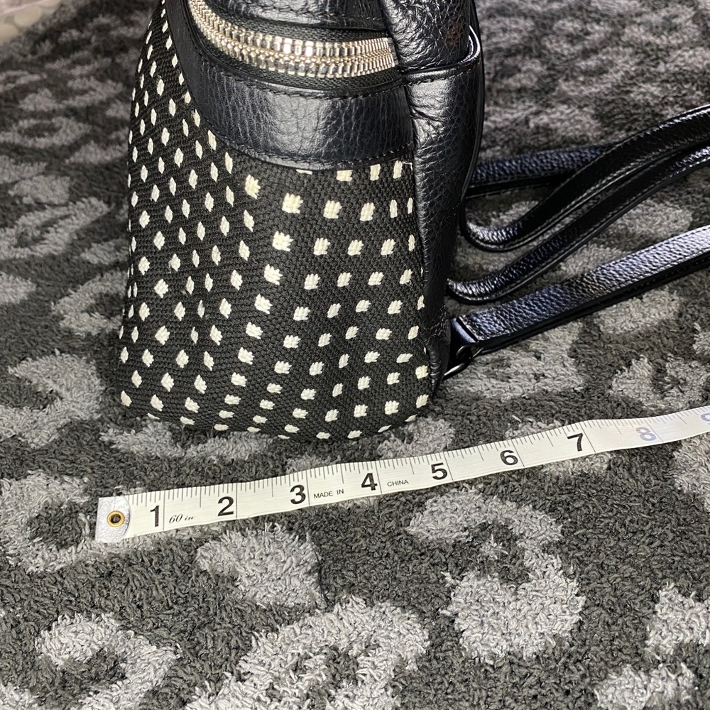 KARA Small Backpack in Black Grid Woven Pebble Leather - Picture 11 of 16